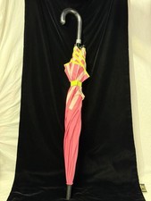 NEW Victoria  s Secret Pink Striped Full Size Iconic Umbrella Neon Trim NWT 68