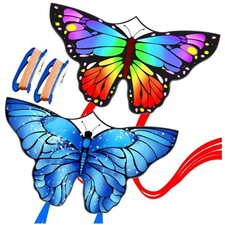 2 Pack Butterfly Kites for Kids and Adults, Easy to Fly