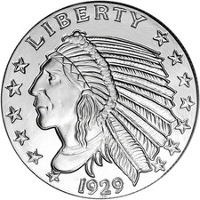 5 oz Golden State Mint Silver Round Incuse Indian Design .999 Fine 77.92 per troy oz