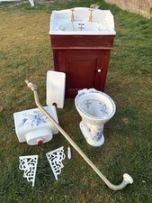 Vintage Sanitan Victorian Blue Sink, Wall Hung Système and Toilet Unit