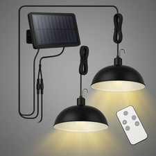 2 Lampade Lampadine + Pannello Solare Interno Esterno IP65 Telecomando Campeggio