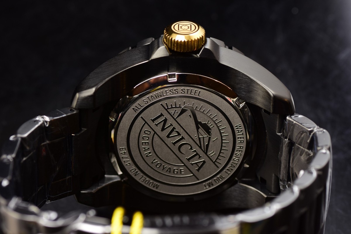 Invicta OCEAN VOYAGE Shackle Onyx Men's Black Tone SS Watch 52mm