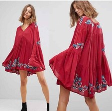 Free People Te Amo Embroidered Flare Sleeve Mini Dress MSRP $148 Size Medium