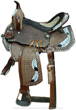 Horse Saddle Western Handmade Leather Barrel Racing Tooled Trail Tack Equestrian