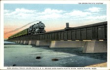 North Platte NE Union Pacific Bridge c1930s-40s Vintage Postcard