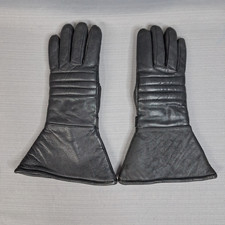 Pair of Vintage Black Leather Flared Riding Gloves Motorcycle Womens Small Korea