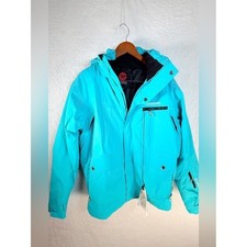 Rossignol Men's Small Insulated Ski Jacket Turquoise Freeze Hooded Snow Coat