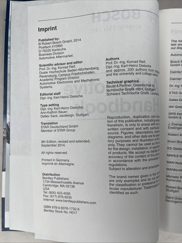 Bosch Automotive Handbook - 9th Edition, Robert Bosch GmbH, 9780837617329 - Picture 3 of 3