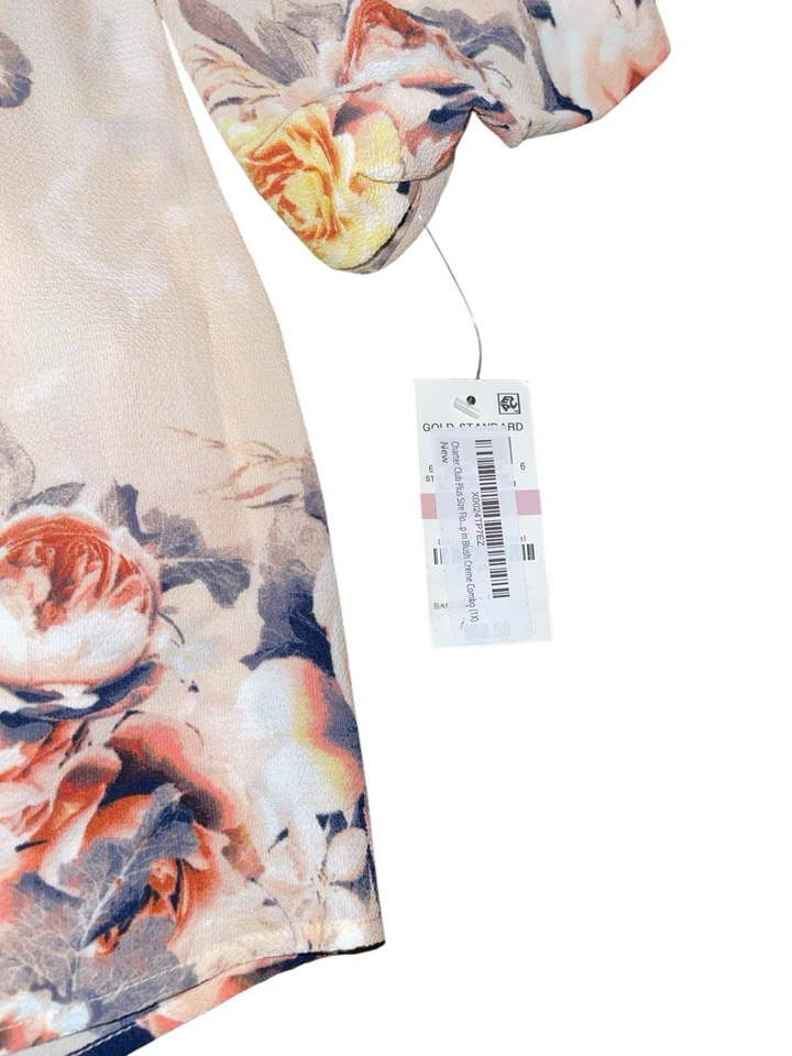 CHARTER CLUB Mujer Plus 1X Top Texturizado Estampado Floral Rubor Crema Venta al por menor $89.50 Foto 4 de 4