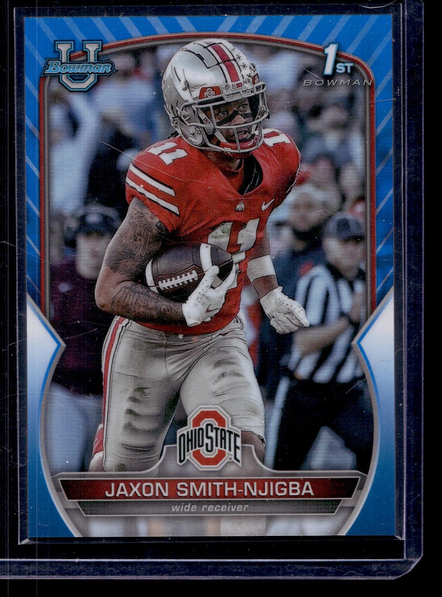 2022 Bowman University Chrome #78 Jaxon Smith-Njigba Blue Refractor #/199
