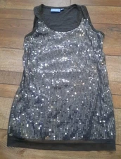 Simply Vera Vera Wang Shirt Womens Small Black Sequin Tank Top Sleeveless Scoop