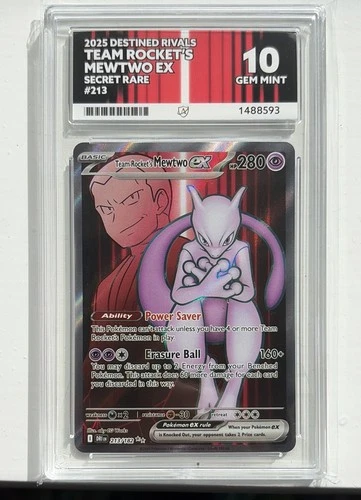 2025 Pokemon TCG Destined Rivals Team Rocket's Mewtwo ex 213/182 ACE 10 Gem Mint