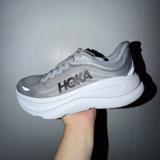 HOKA Bondi 9 Men s Low Top Lace-Up Mesh Sneakers Gray/White/Black 10.5 D