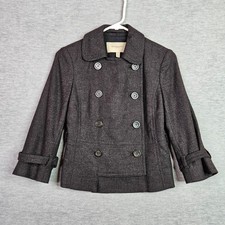 Burberry London Kids Wool Angora Pea Coat Charcoal Grey Slim Fit Size 2