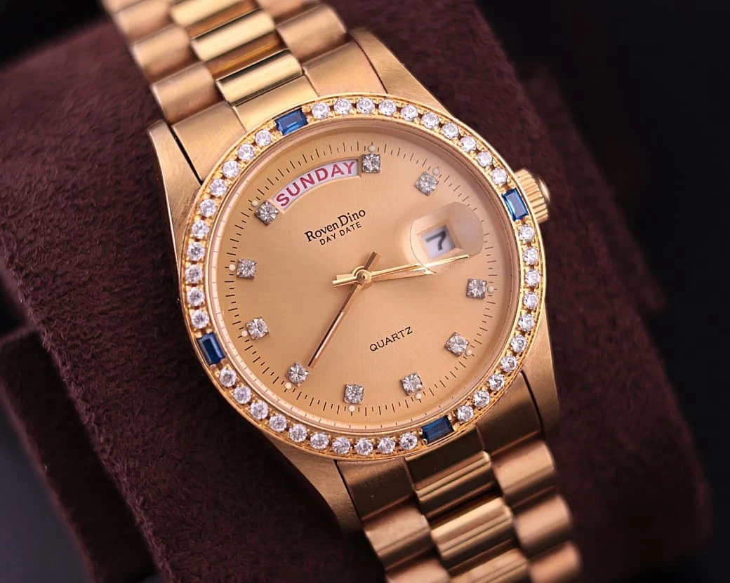 Roven Dino Watch Date Indicator Gold-Plated Crystal 8\