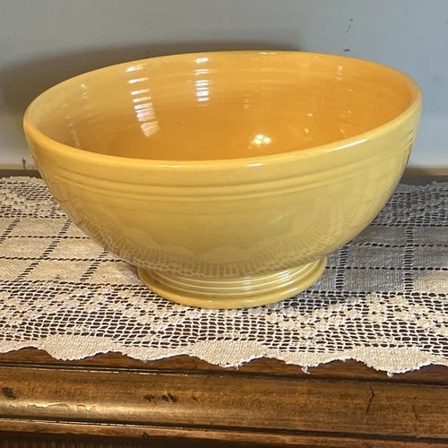 Vintage Fiesta Yellow 11" Ribbed Footed Salad Bowl RARE