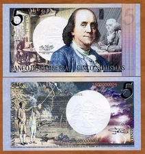Kamberra, Kingdom, 5 Numismas, 2016, UNC Benjamin Franklin Upgraded F