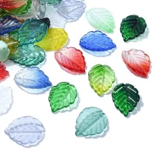 100Pcs Glass Leaf Bead Charms Petal Beads for DIY Necklace Jewelry Crafts Making