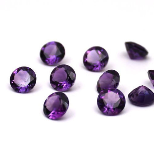 Natural Purple Amethyst Round Faceted Cut 3mm To 12mm Loose Gemstone - Picture 1 of 3
