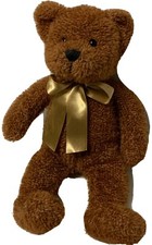 First  Main Benjamin Teddy Bear Plush 12  Brown Stuffed Animal Gold Bow 1754