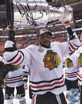 Dustin Byfuglien Signed Blackhawks 2010 SC Holding Trophy 8×10 Photo (SS  COA)