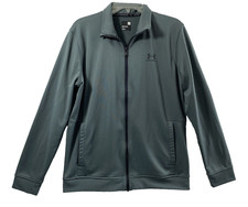 Under Armour Jacket Mens Medium Gray Full Zip Lightweight Knit Pockets