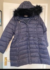 Monsoon Size Xl Blue Padded Coat Hooded Luxe Warm 20/22 18 Jacket Ladies Womens