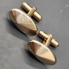 Vintage Hickok cufflinks men's golden cone oval bullet back formal prom Made USA