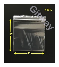 4" x 4" Reclosable Resealable Zip Top Lock Clear Plastic Bag FDA 4x4" Bags 4 MiL