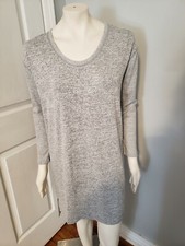 Gap Long Sleeve Soft Spun Knee Length Side Slits Grey Sweater Dress Size Small