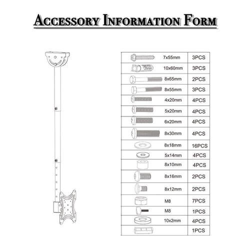 Ceiling TV Wall Mount Full Motion Bracket LED 27 32 40 42 46 50 55" Home Dorm - Picture 7 of 7