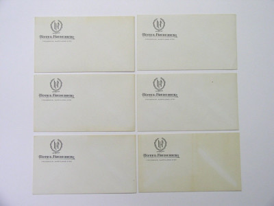 6 Vintage ''Hotel Frederick''  Printed Advertising Envelopes - Md -Maryland