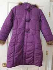 NWT Arizona Jeans Company Girls Long Winter Coat XL 16 Eggplant Purple Puffer