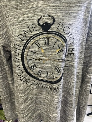 Disney Through the Looking Glass Size M Don't Be Late Gray Sweatshirt Pullover - Picture 2 of 7