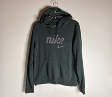 Nike Teal Green Silver Spell Out Hoodie Sweatshirt Women Size M