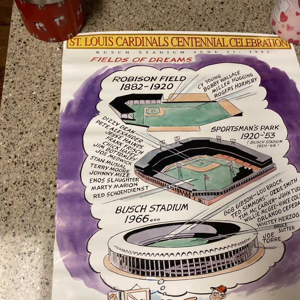 ST. LOUIS CARDINALS Centennial Celebration Vintage Poster 100th Anniversary 1992 - Image 2 of 4