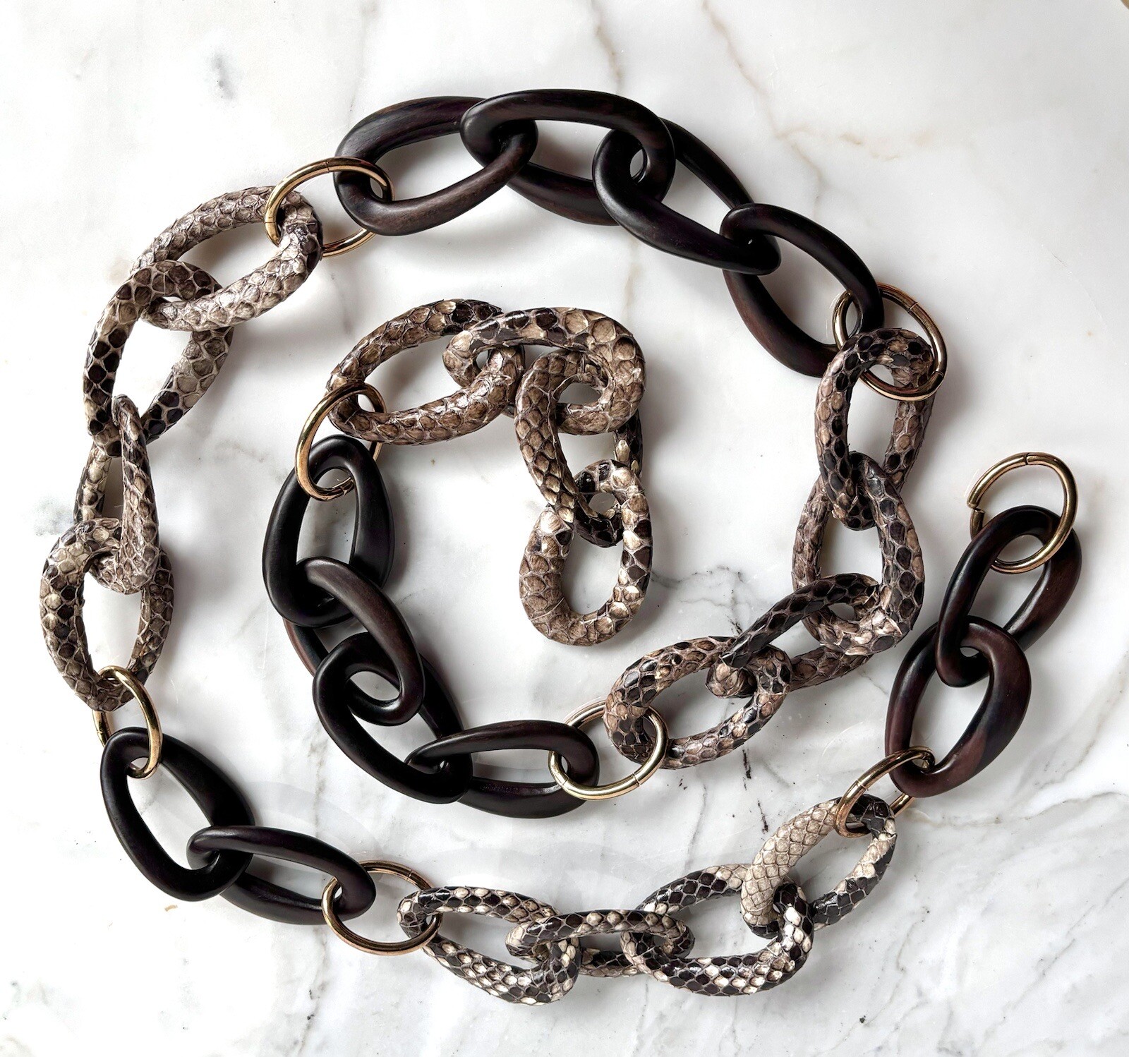 ITALIAN STERLING SILVER, PYTHON, EBONY LINK STATE… - image 2