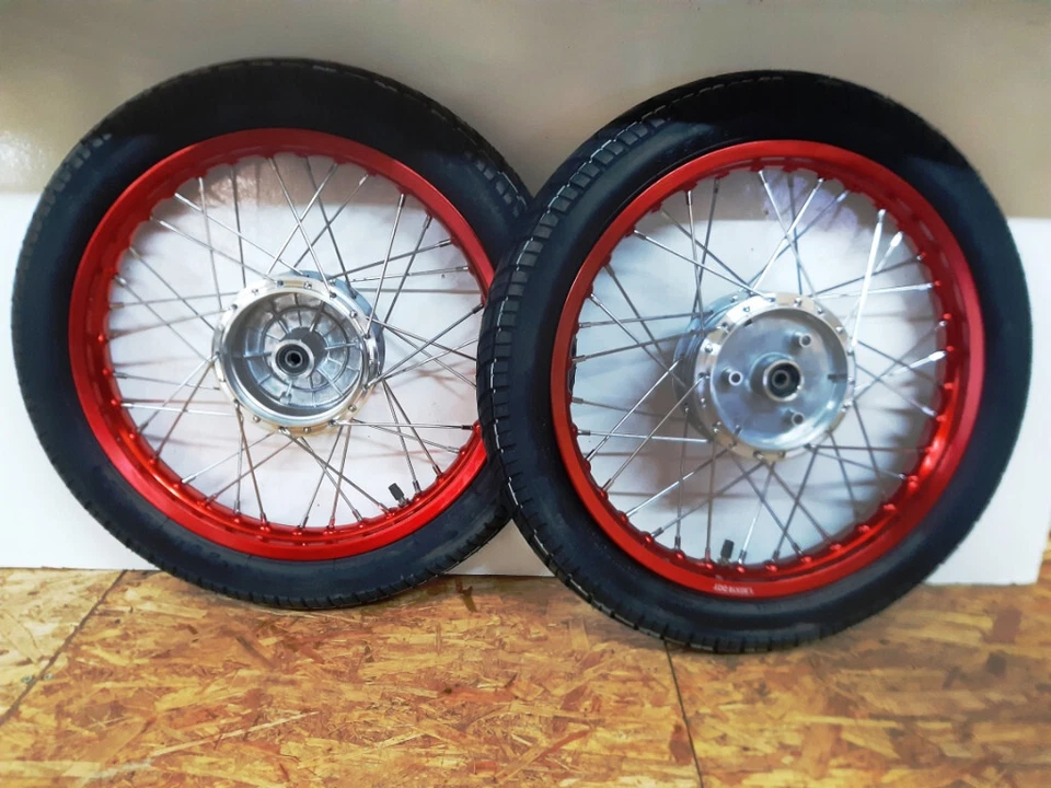 Simson 2 x Rad Räder Alu rot S51 S50 KR51 Schwalbe Star Kompletträder 1,5 1A Neu - Bild 2 von 4