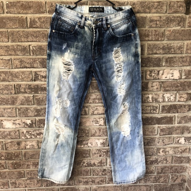 CJ Black Premium Men Destroyed Denim Jeans 28/30 Relaxed Straight Leg Distressed | eBay