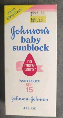 Collectors Johnson s Baby Sunblock Lotion SPF 15 in box 4 oz. NOS from 1980's