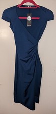 Boohoo Navy Wrap Midi Dress Cap Sleeve - New with Tags UK6