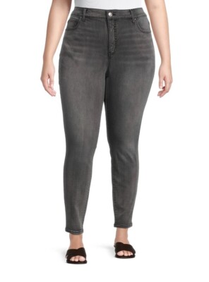 New Terra \u0026 Sky Women's Plus Size High Rise Skinny Jeans, Gray, 26W Petite  | eBay