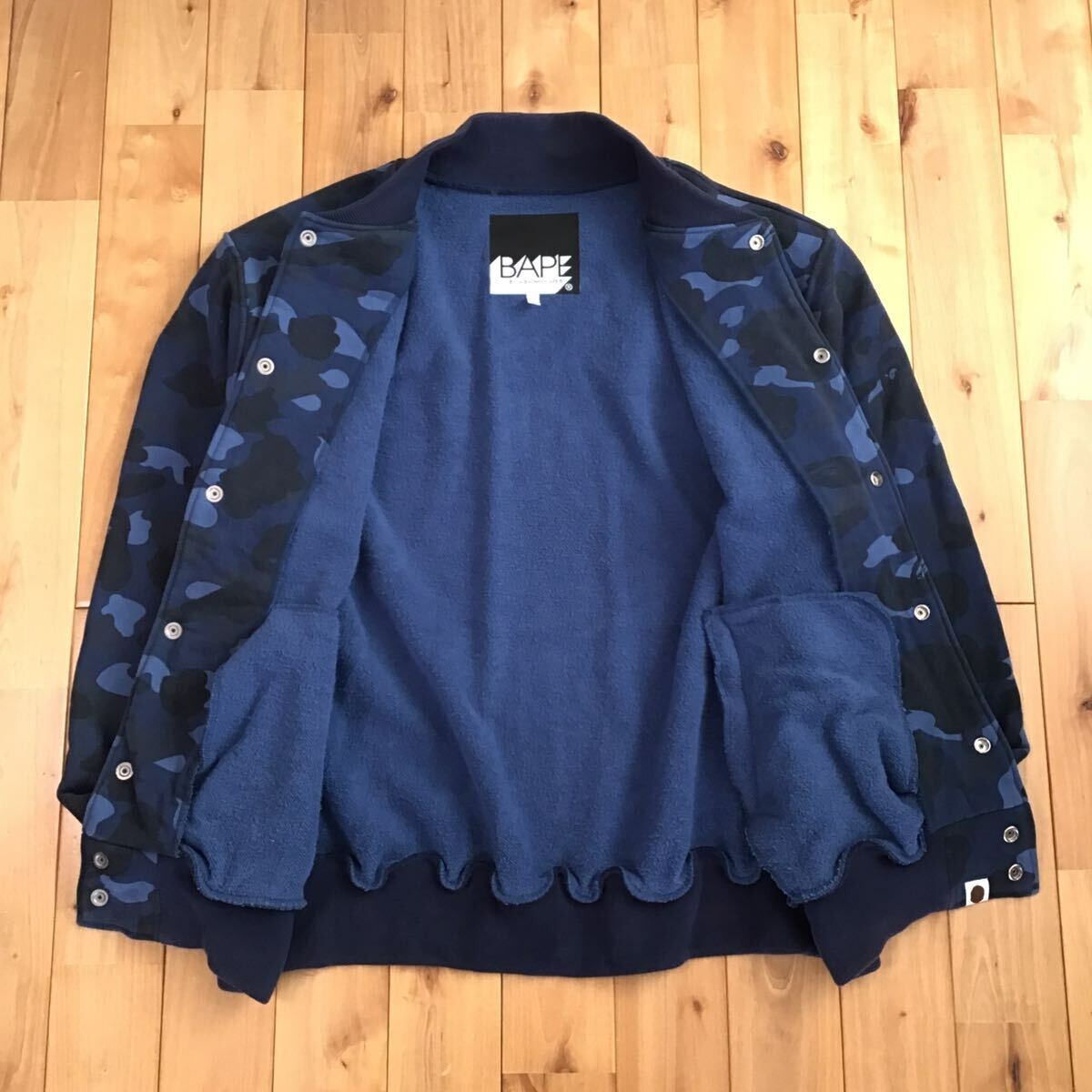 NIGO Bape camo blue スタジャン varsity jacket BAPE Blue camo sweat varsity jacket a bathing ape NIGO Size L | eBay