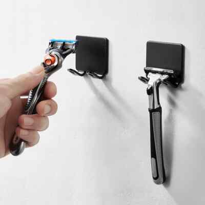 Aluminum Razor Holder - Wall-Mounted Shaving Shelf & No-Drill Storage Hook