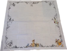 Tri-chem Table Cloth Paintable. *STARTED* 45x45" Easter Bunny Eggs #2790 Vintage