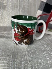 1992 Creative Concepts Holiday Kittens Playing Coffee Mug Cup Korea
