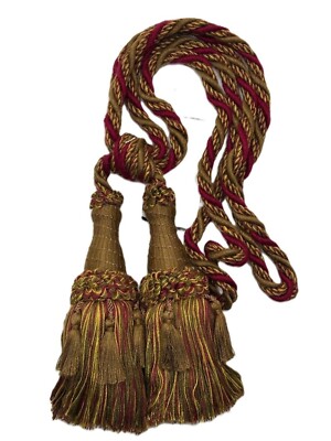 Conso Empress 22962 W147 BROWN GOLD RUBY GREEN 6'' Double Tassel Drapery Tieback