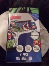 MARVEL AVENGERS FULL SIZE SHEET SET NEW/PACKAGE 1 FLAT 1 FITTED 2 PILLOW CASES