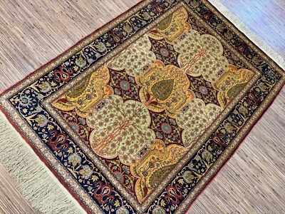 247222-Wunderschöner Original Türkischer Hereke,Reine Seide,139x101cm,Carpet,Rug