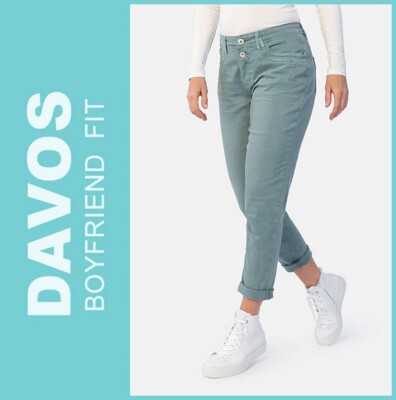 STOOKER DAVOS / green frost wash / BOYFRIEND SLIM FIT / Damen Stretch Jeanshose